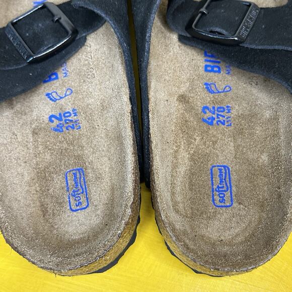 NEW Men’s Birkenstock Arizona Soft Slide Sandal Black Oiled Leather Sz 42 9 Flaw main image 6